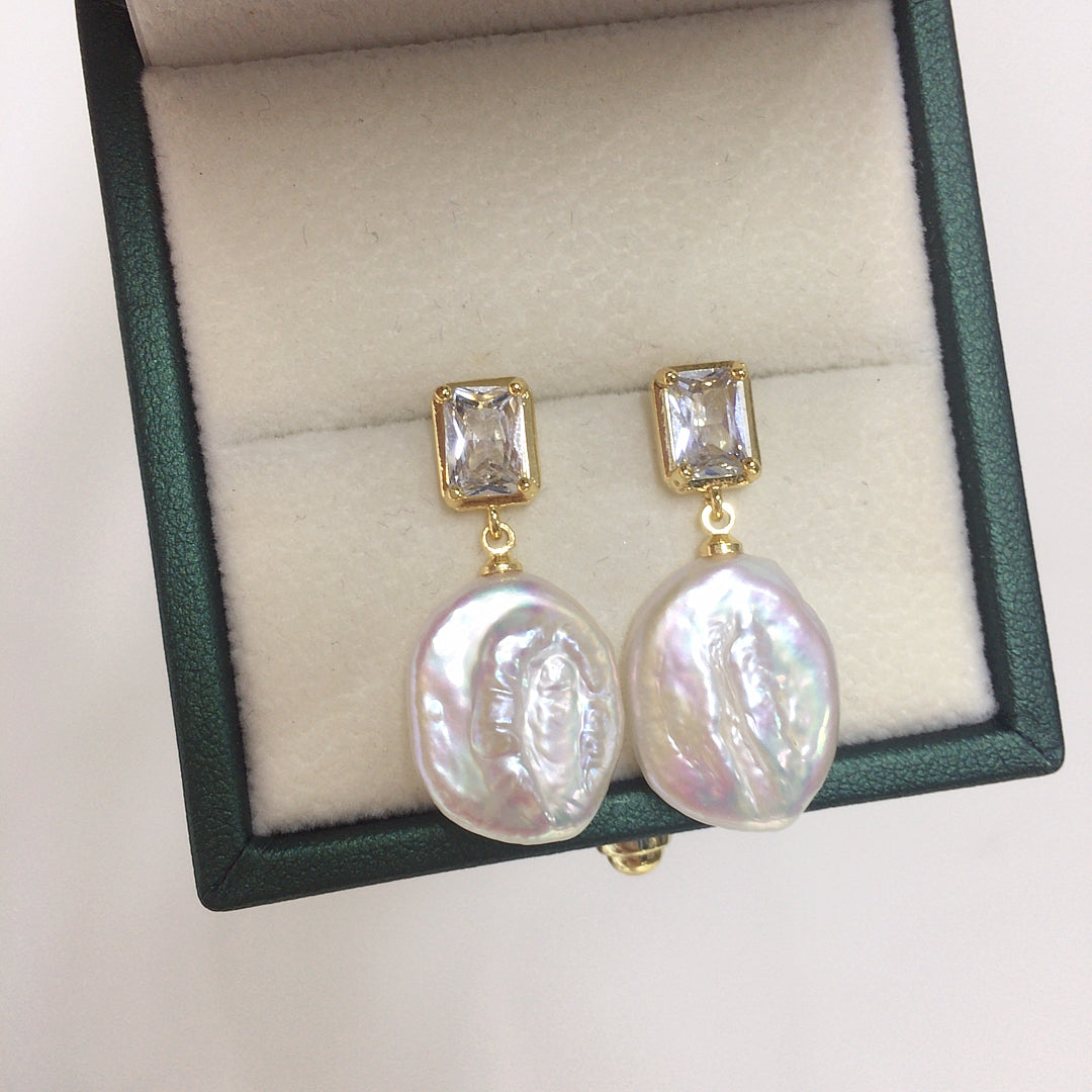 Handmade Natural Freshwater Pearl Earrings.