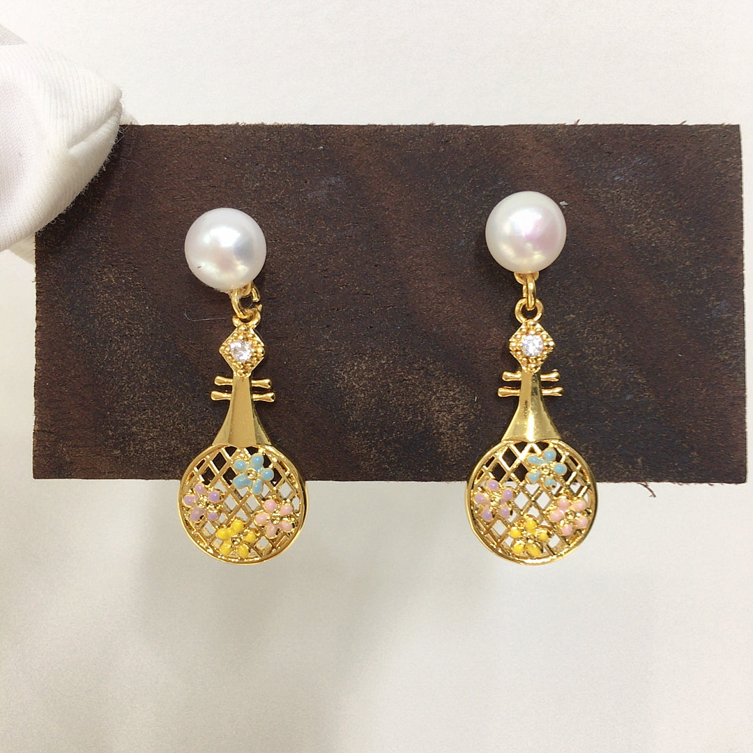 Handmade Natural Freshwater Pearl Earrings.