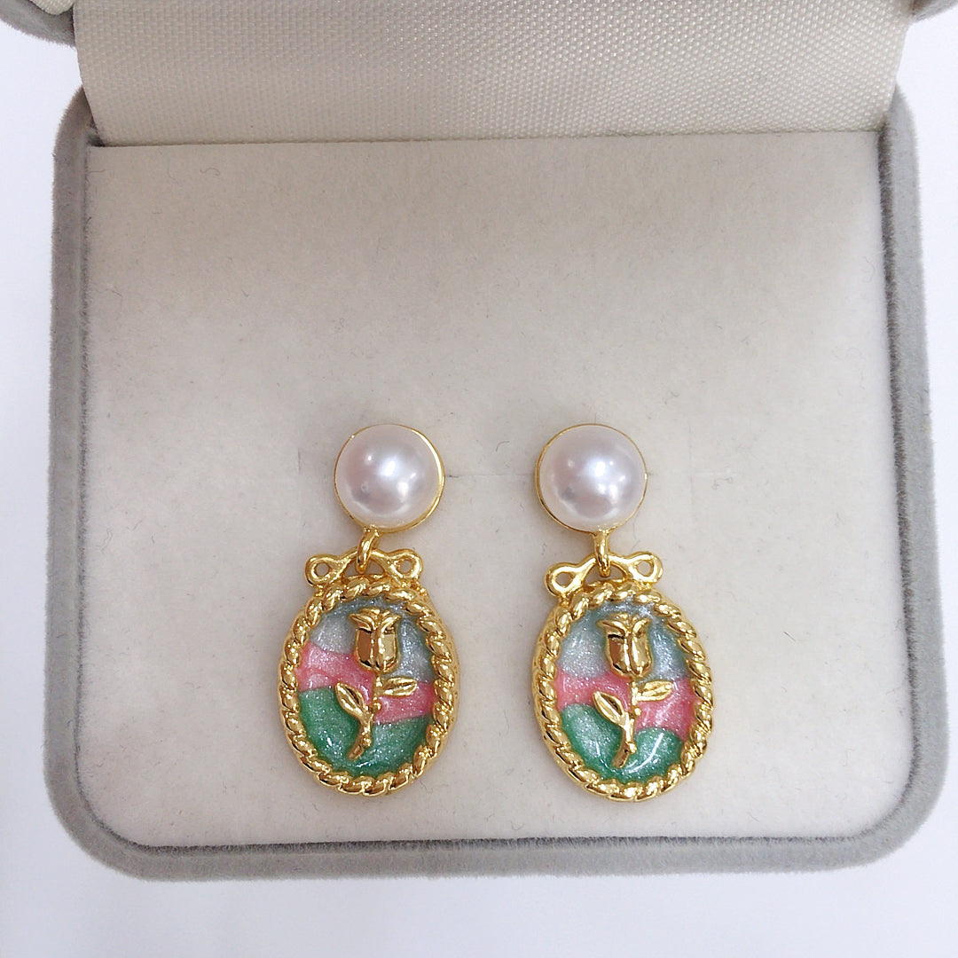Handmade Natural Freshwater Pearl Earrings.